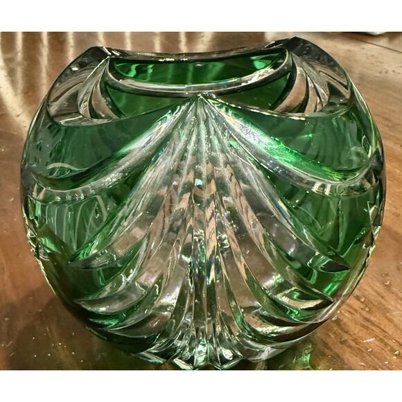 VINTAGE LENOX EMERALD GREEN CUT GLASS CRYSTAL BOWL - Picture 3 of 5